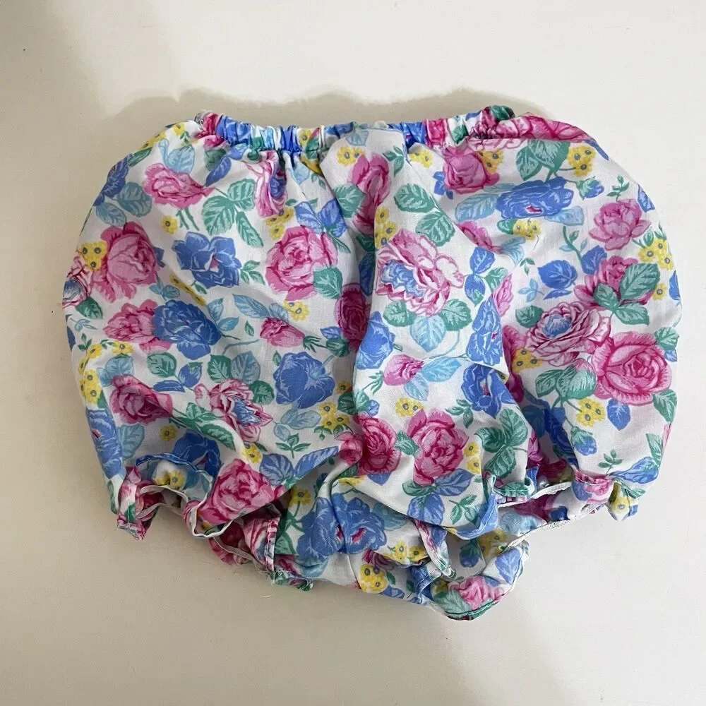 Vintage Ruth Scharf Floral Roses Dress and Bloomers 2-Pc Set Girls SZ 24 Months